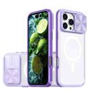 For iPhone 16 Pro Max Clear Acrylic + PC + TPU MagSafe Lens Sliding Cover Full Coverage Phone Case(Purple) - 1