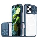 For iPhone 16 Pro Clear Acrylic + PC + TPU MagSafe Lens Sliding Cover Full Coverage Phone Case(Navy Blue) - 1