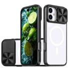 For iPhone 16 Plus Clear Acrylic + PC + TPU MagSafe Lens Sliding Cover Full Coverage Phone Case(Black) - 1