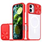 For iPhone 16 Plus Clear Acrylic + PC + TPU MagSafe Lens Sliding Cover Full Coverage Phone Case(The Chinese Red) - 1