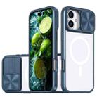 For iPhone 16 Clear Acrylic + PC + TPU MagSafe Lens Sliding Cover Full Coverage Phone Case(Navy Blue) - 1