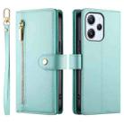 For Redmi 12 5G / 4G / Note 12R Nine Card-slot Zipper Wallet Bag Leather Phone Case(Mint Green) - 2