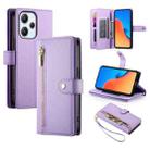 For Redmi 12 5G / 4G / Note 12R Nine Card-slot Zipper Wallet Bag Leather Phone Case(Purple) - 1