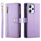 For Redmi 12 5G / 4G / Note 12R Nine Card-slot Zipper Wallet Bag Leather Phone Case(Purple) - 2