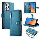 For Redmi 12 5G / 4G / Note 12R Nine Card-slot Zipper Wallet Bag Leather Phone Case(Blue) - 1