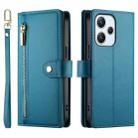 For Redmi 12 5G / 4G / Note 12R Nine Card-slot Zipper Wallet Bag Leather Phone Case(Blue) - 2