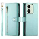 For Redmi 13C 5G / 4G / Xiaomi Poco C65 Nine Card-slot Zipper Wallet Bag Leather Phone Case(Mint Green) - 2