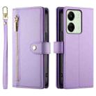 For Redmi 13C 5G / 4G / Xiaomi Poco C65 Nine Card-slot Zipper Wallet Bag Leather Phone Case(Purple) - 2