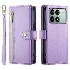 For Redmi K70E / Xiaomi Poco X6 Pro Nine Card-slot Zipper Wallet Bag Leather Phone Case(Purple) - 2