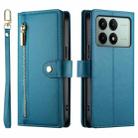 For Redmi K70E / Xiaomi Poco X6 Pro Nine Card-slot Zipper Wallet Bag Leather Phone Case(Blue) - 2