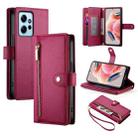 For Redmi Note 12 4G / Note 12R Pro Nine Card-slot Zipper Wallet Bag Leather Phone Case(Red) - 1