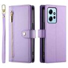 For Redmi Note 12 4G / Note 12R Pro Nine Card-slot Zipper Wallet Bag Leather Phone Case(Purple) - 2