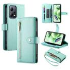 For Redmi Note 12 5G / Xiaomi Poco X5 Nine Card-slot Zipper Wallet Bag Leather Phone Case(Mint Green) - 1