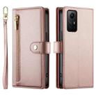 For Redmi Note 12S 4G / Note 11 4G Nine Card-slot Zipper Wallet Bag Leather Phone Case(Pink) - 2