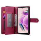 For Redmi Note 11S 4G Nine Card-slot Zipper Wallet Bag Leather Phone Case(Red) - 3