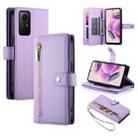 For Redmi Note 11S 4G Nine Card-slot Zipper Wallet Bag Leather Phone Case(Purple) - 1