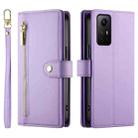 For Redmi Note 11S 4G Nine Card-slot Zipper Wallet Bag Leather Phone Case(Purple) - 2