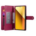 For Redmi Note 13 5G Nine Card-slot Zipper Wallet Bag Leather Phone Case(Red) - 3