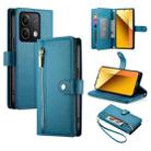 For Redmi Note 13 5G Nine Card-slot Zipper Wallet Bag Leather Phone Case(Blue) - 1