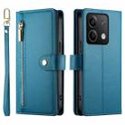 For Redmi Note 13 5G Nine Card-slot Zipper Wallet Bag Leather Phone Case(Blue) - 2