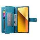 For Redmi Note 13 5G Nine Card-slot Zipper Wallet Bag Leather Phone Case(Blue) - 3