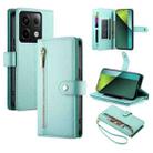 For Redmi Note 13 Pro 5G / Xiaomi Poco X6 Nine Card-slot Zipper Wallet Bag Leather Phone Case(Mint Green) - 1