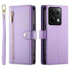 For Redmi Note 13 Pro 5G / Xiaomi Poco X6 Nine Card-slot Zipper Wallet Bag Leather Phone Case(Purple) - 2