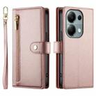 For Redmi Note 13 Pro 4G / Xiaomi Poco M6 Pro Nine Card-slot Zipper Wallet Bag Leather Phone Case(Pink) - 2