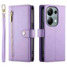 For Redmi Note 13 Pro 4G / Xiaomi Poco M6 Pro Nine Card-slot Zipper Wallet Bag Leather Phone Case(Purple) - 2