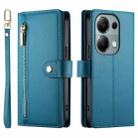 For Redmi Note 13 Pro 4G / Xiaomi Poco M6 Pro Nine Card-slot Zipper Wallet Bag Leather Phone Case(Blue) - 2