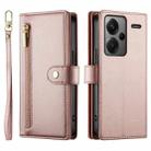 For Redmi Note 13 Pro+ Nine Card-slot Zipper Wallet Bag Leather Phone Case(Pink) - 2