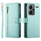 For Redmi Note 13 Pro+ Nine Card-slot Zipper Wallet Bag Leather Phone Case(Mint Green) - 2