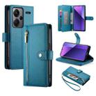 For Redmi Note 13 Pro+ Nine Card-slot Zipper Wallet Bag Leather Phone Case(Blue) - 1