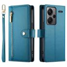 For Redmi Note 13 Pro+ Nine Card-slot Zipper Wallet Bag Leather Phone Case(Blue) - 2