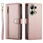 For Redmi Note 13 4G Nine Card-slot Zipper Wallet Bag Leather Phone Case(Pink) - 2