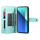 For Redmi Note 13 4G Nine Card-slot Zipper Wallet Bag Leather Phone Case(Mint Green) - 3