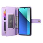 For Redmi Note 13 4G Nine Card-slot Zipper Wallet Bag Leather Phone Case(Purple) - 3