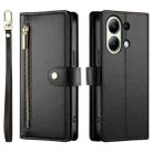 For Redmi Note 13 4G Nine Card-slot Zipper Wallet Bag Leather Phone Case(Black) - 2