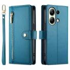 For Redmi Note 13 4G Nine Card-slot Zipper Wallet Bag Leather Phone Case(Blue) - 2