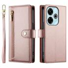 For Redmi 13 Nine Card-slot Zipper Wallet Bag Leather Phone Case(Pink) - 2