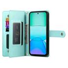 For Redmi 13 Nine Card-slot Zipper Wallet Bag Leather Phone Case(Mint Green) - 3