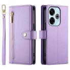 For Redmi 13 Nine Card-slot Zipper Wallet Bag Leather Phone Case(Purple) - 2