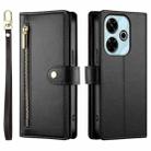 For Redmi 13 Nine Card-slot Zipper Wallet Bag Leather Phone Case(Black) - 2