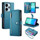 For Redmi 13 Nine Card-slot Zipper Wallet Bag Leather Phone Case(Blue) - 1