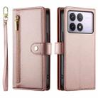 For Redmi K70 Nine Card-slot Zipper Wallet Bag Leather Phone Case(Pink) - 2