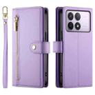 For Redmi K70 Nine Card-slot Zipper Wallet Bag Leather Phone Case(Purple) - 2