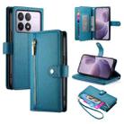 For Redmi K70 Nine Card-slot Zipper Wallet Bag Leather Phone Case(Blue) - 1