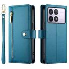 For Redmi K70 Nine Card-slot Zipper Wallet Bag Leather Phone Case(Blue) - 2