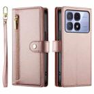 For Redmi K70 Ultra Nine Card-slot Zipper Wallet Bag Leather Phone Case(Pink) - 2