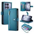 For Redmi K70 Ultra Nine Card-slot Zipper Wallet Bag Leather Phone Case(Blue) - 1